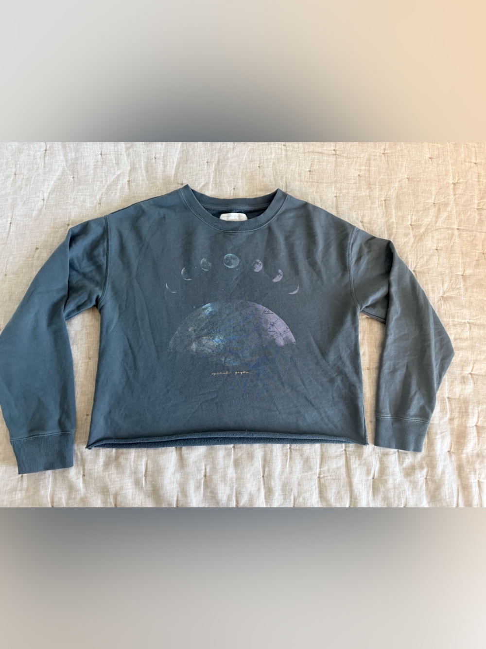Spiritual Gangster Mazzy Cropped Moon Phase Crewneck Top~Size Large - Picture 2 of 10